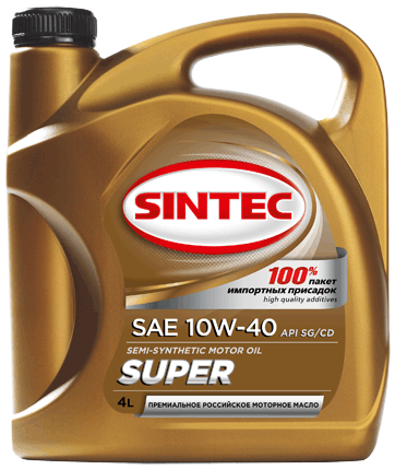 Автомасло 10W40 Sintoil/Sintec супер SG/CD 4л (п/синт)