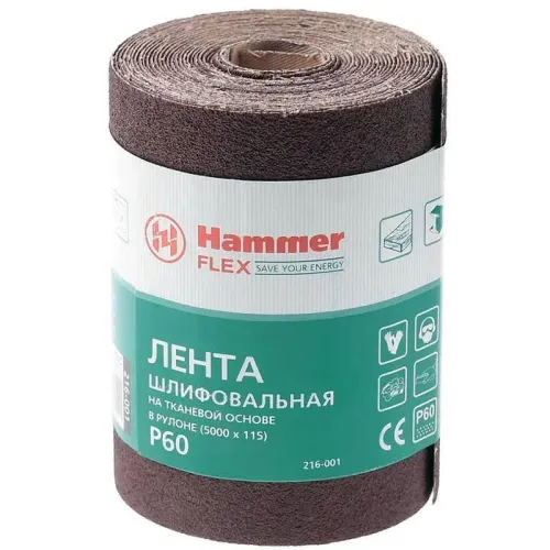 Лента шлиф. Hammer Flex 216-003, 115х5м, Р100, ткан. основа