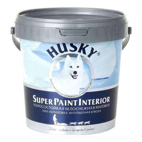 Краска HUSKY Super Interior износост. мат. акрил. интерьер (0,9л)