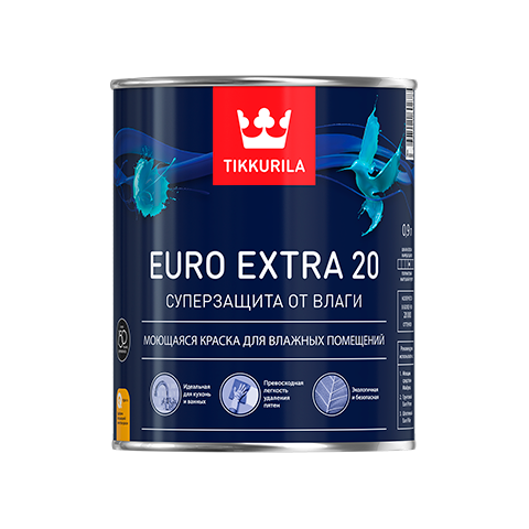 Краска интерьерная ТИККУРИЛА EURO EXTRA 20 А моющ. для влажных помещений 0,9л