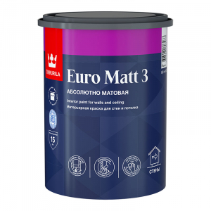 Краска интерьерная ТИККУРИЛА EURO MATT 3 А для стен и потолков 0,9л