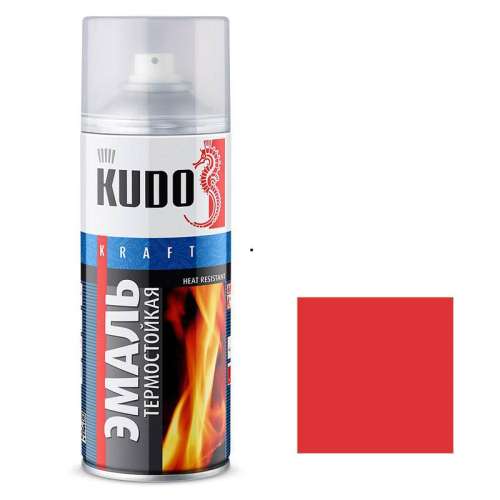 Эмаль 44 аэрозольная термостойкая KUDO Красная 520 мл