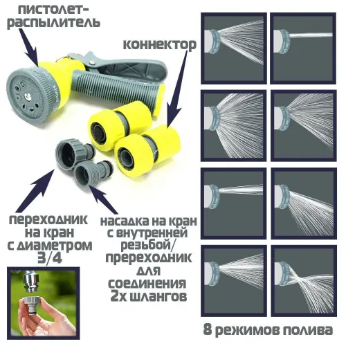 Пистолет поливочный под коннектор прорез. YM7208