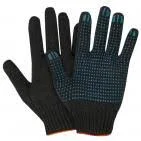 Перчатки ХБ двойные с ПВХ зимние 5 нитей черные