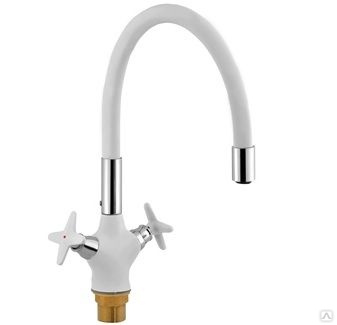 Смеситель для кухни 1/2"  м/к на гайке с гибким силикон.  изливом АК7850-7 AquaKratos Черный