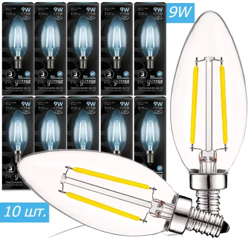 Лампа светодиодн. Gauss Black LED 9,5Вт E27 4100K Свеча