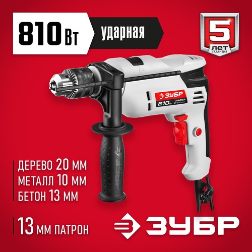 Дрель ударная ЗУБР ДУ-810 ЭРМ2, патрон 13мм, 