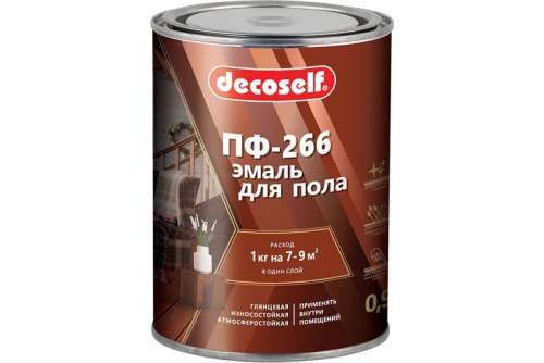 Эмаль для пола ПФ-266 желто-коричневая ПУФАС Decoself (0,9кг)