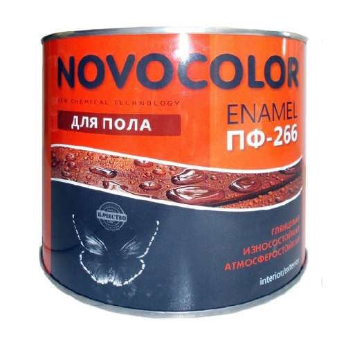 Эмаль для пола ПФ-266 красно-коричневая НОВОКОЛОР (0,9кг)